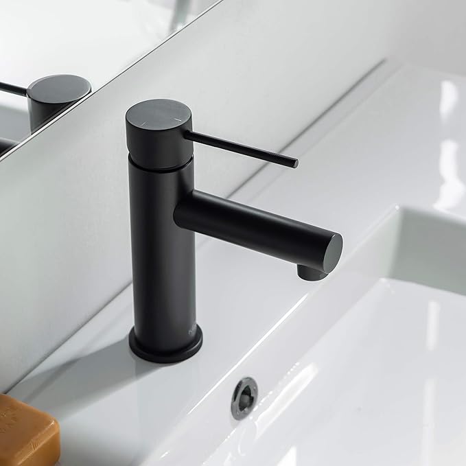 KIBI KBF1010 Solid Brass Single Handle Single Hole Circular X Faucet for Bathroom Sink | High Arc Faucet Spout | Durable Matte Black Finish | Corrosion and Rust Resistant