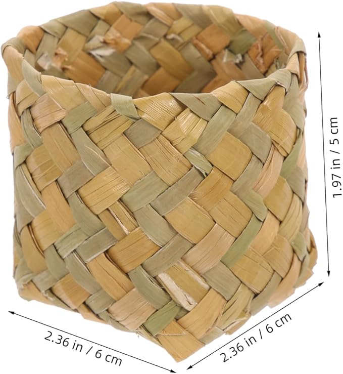 Mini Straw Basket Party Favor Container Small Woven Box Candy Holder for Wedding Home D Cor and Storage
