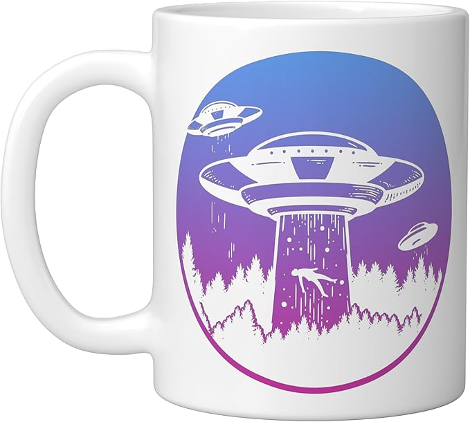Flying Saucer UFO, Astronauts are Aliens Ceramic Mug, White