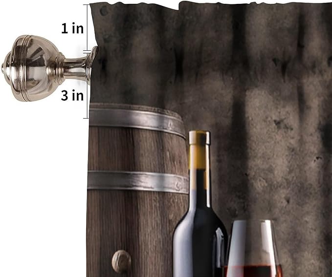 Vintage Wine Kitchen Valance, Farm Country Wine Barrel Grape Rustic Cellar Decor Short Window Treatment for Dining Resturant Party Decoration, 54x18Inch