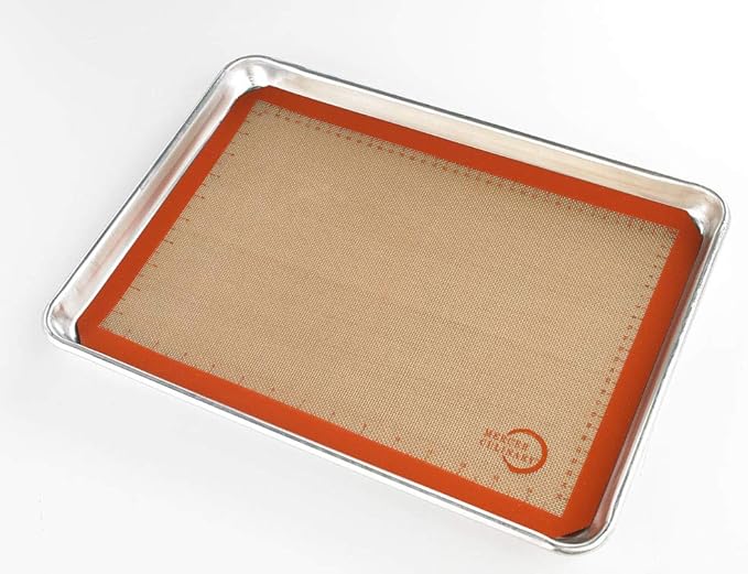 Mercer Culinary Silicone Bake Mat, Half Size, 11 7/8-Inch by 16 1/2-Inch, Orange border