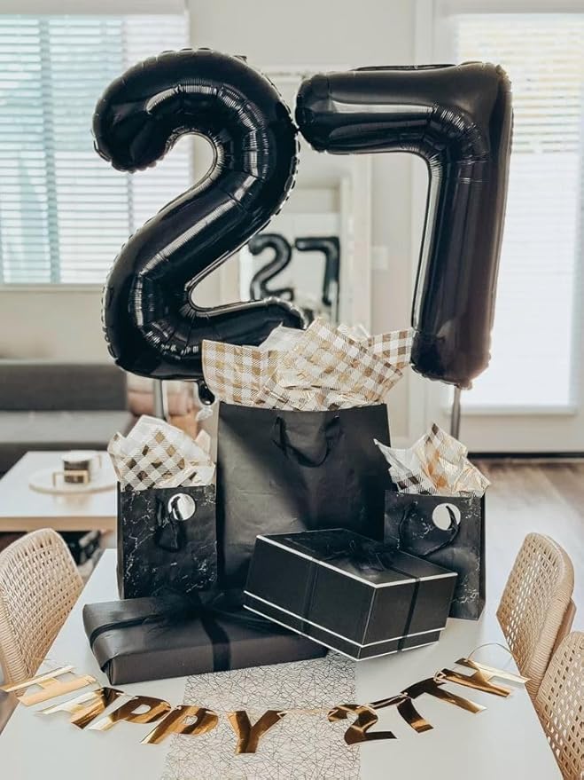 15 Balloon Number, 40 Inch 15th Birthday Decorations for 1 5 15 51, Black Big Foil Number Balloons for Wedding Store Anniversary Party Supplies