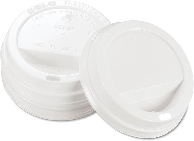 SOLO TLP316-0007 White Traveler Plastic Lid - For SOLO Paper Hot Cups (Case of 1000)