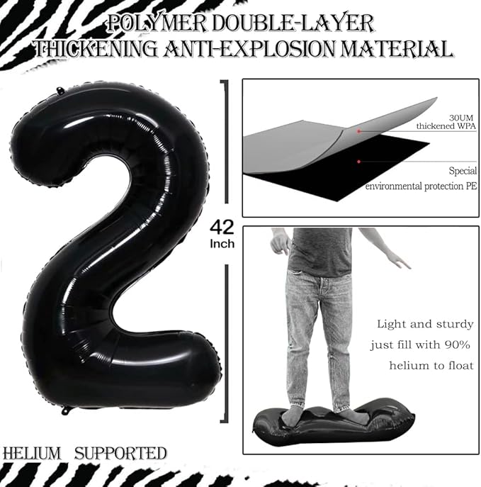 GOER 42 Inch 2026 Black Foil Number Balloons for 2026 New Year Eve Festival Party Supplies Graduation Decorations