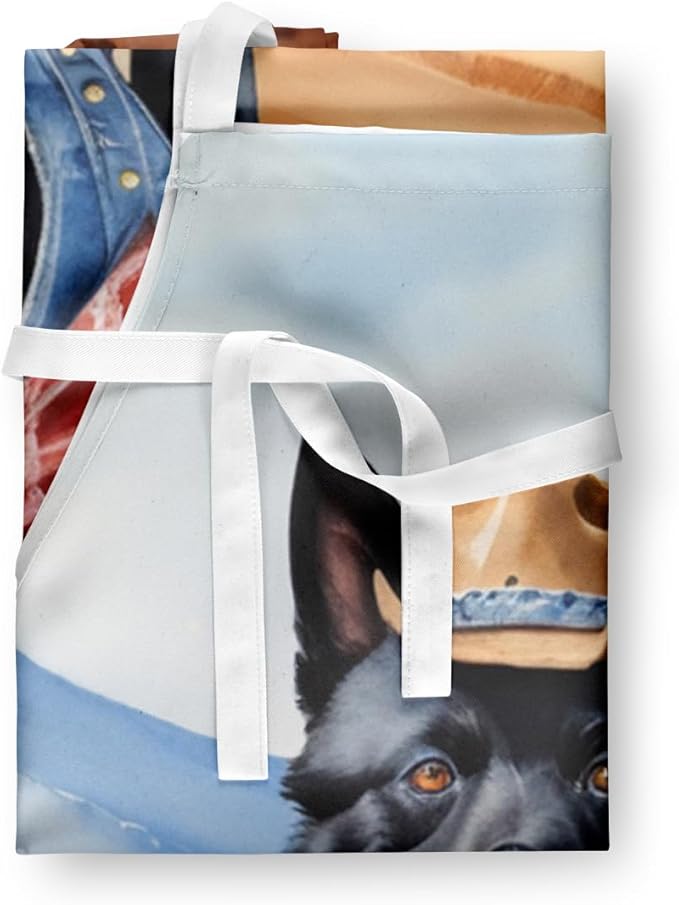 Caroline's Treasures Schipperke Cowboy Welcome Apron Cooking Kitchen Server Baking Crafts Gardening for Adult Women Men, Unisex, Large, Multicolor