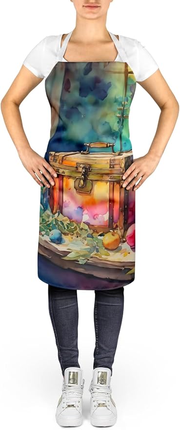 Caroline's Treasures Treasure Chest Apron Cooking Kitchen Server Baking Crafts Gardening for Adult Women Men, Unisex, Large, Multicolor