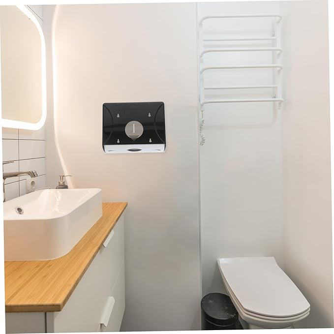 Cabilock Wall Mounted Paper Towel Dispenser Hand Towel Holder for Commercial Use Hotels Bathrooms and Kitchens Stylish Black Design Generous Capacity for Multiple