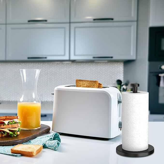 Paper Towel Stand | Standing Kitchen Bathroom Paper Holder - Stainless Steel Countertop Holder, Vertical Towel Dispenser for Bathroom Kitchen