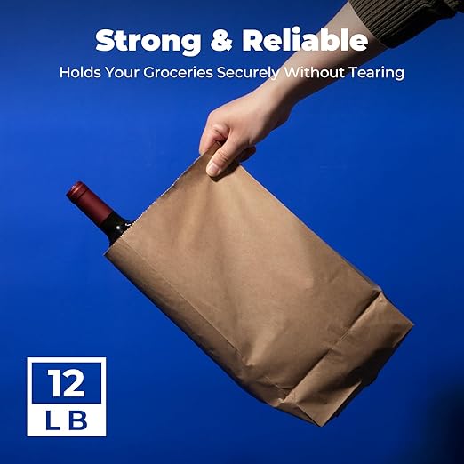 Fit Meal Prep 500 Pack 12 lb Brown Paper Lunch Bags, 13 x 7 x 4.5" Durable Paper Bags Bulk for Packing, Delivery, Take Out, Grocery, Retail Shopping, Premium Kraft Sack for Snacks, Bakery