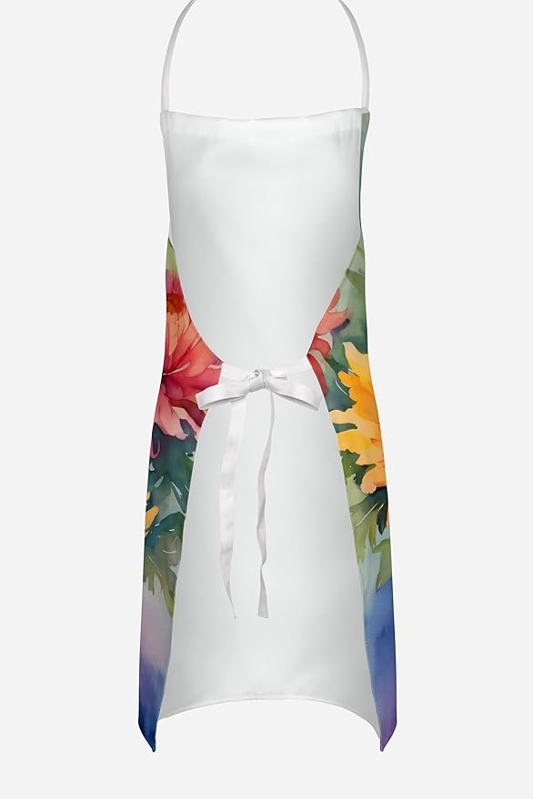Caroline's Treasures Chrysanthemums in Watercolor Apron Cooking Kitchen Server Baking Crafts Gardening for Adult Women Men, Unisex, Large, Multicolor