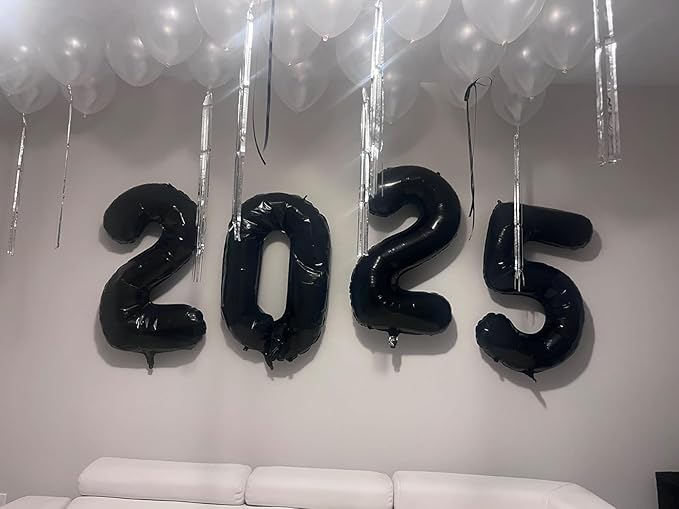 Number 25 Balloons, Black 52 Balloon Numbers 40 Inch for Women Men, Birthday Decorations for 25th Photo Prop, Big Events, School Class Party