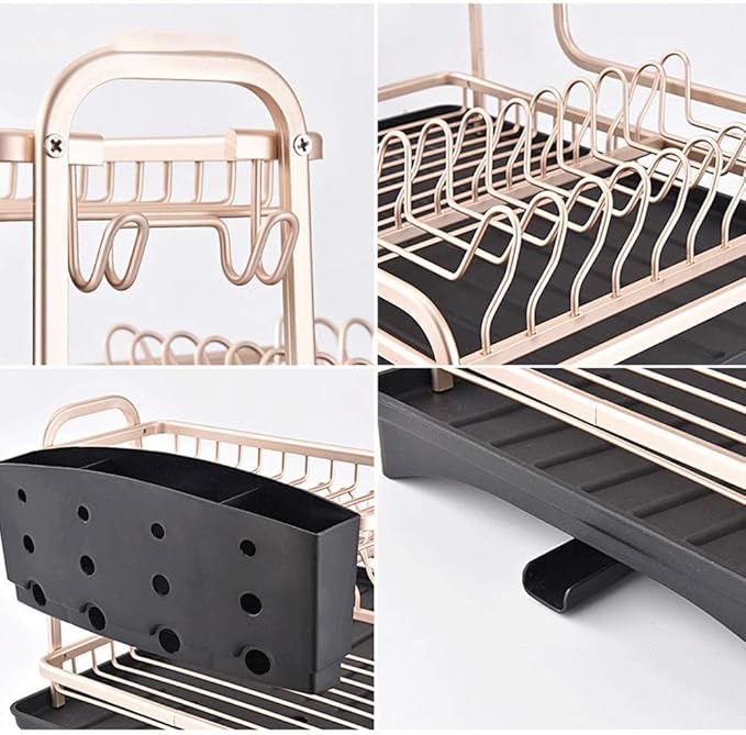 Aluminum Alloy Dish Rack Kitchen Storage Box Drain Rack Drying Board Shelf Sink Knife and Fork Box Made Very Suitable for Home Kitchen.