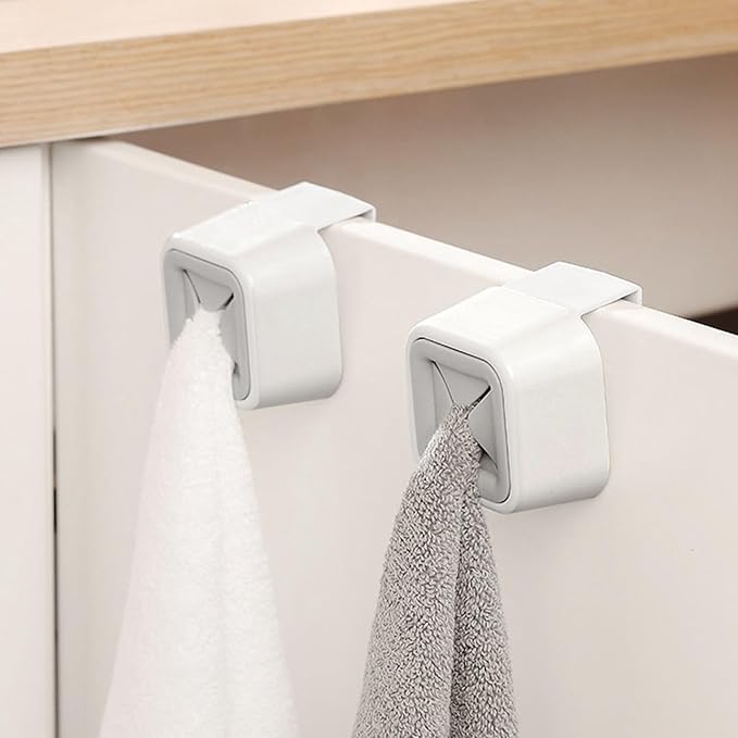 Fafeicy Bathroom Towel Hook, Plastic Material, Wall Mounted Rack Push Hook for Kitchen Bathroom Organization
