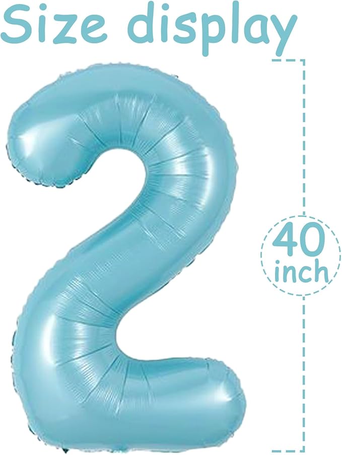 Huge Blue 2026 New Year Balloons 40 Inch 2026 Pearl Light Blue Mylar Foil Helium Number Balloons 2026 Christmas New Year Eve Graduation Party Decorations Supplies