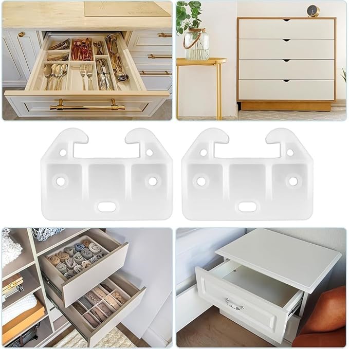 10 Pack White Drawer Guide Bottom Replacement Parts Dresser Cabinet Wardrobe Kitchen Furniture Repair Kit Smooth Sliding 2.28x1.61in