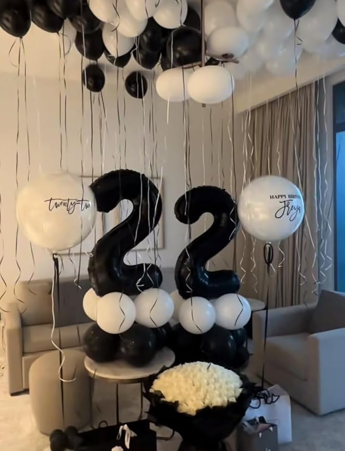 40 Inch 25 Balloons Numbers, Happy 25th Birthday Decorations for Women, Black Foil Large Ballon for 2 5 25 52 Birthday Party Wedding Anniversary Supplies
