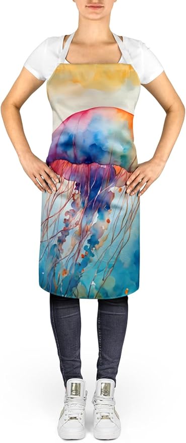 Caroline's Treasures Jellyfish Apron Cooking Kitchen Server Baking Crafts Gardening for Adult Women Men, Unisex, Large, Multicolor