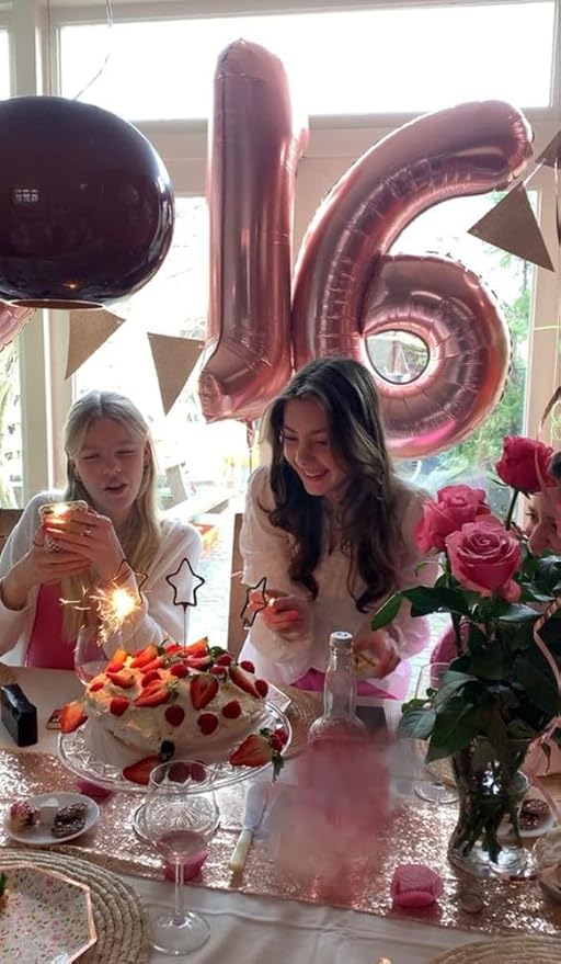 Pink Balloons, Happy Birthday Decoration for 16th 61, 40 Inch Number Balloons for Girl Wedding Anniversaries Singles Sweet Party Graduation