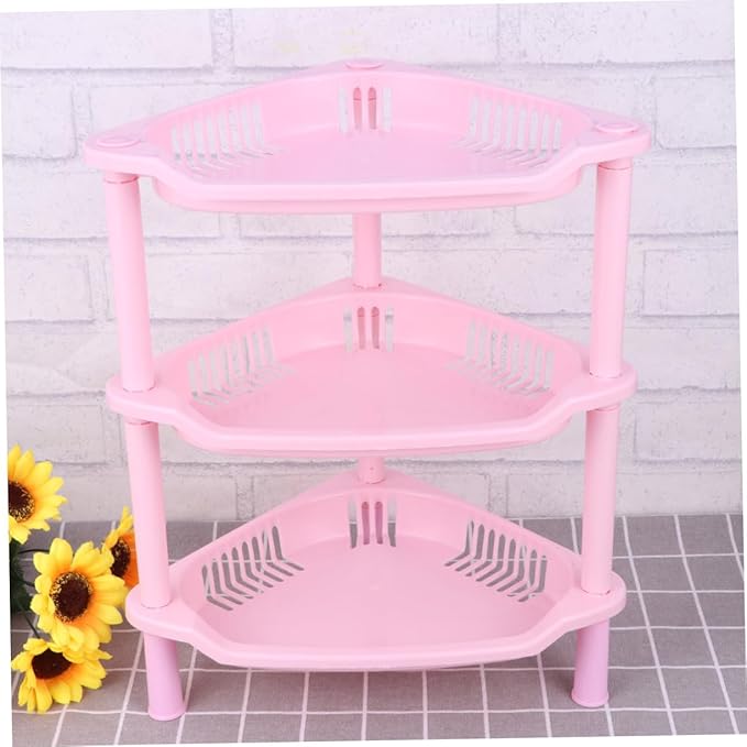 Ciieeo Plastic Basket Corner Shelf Storage Shelves Desk Stand Rack Bathroom Organizing Easy to Clean Assemble