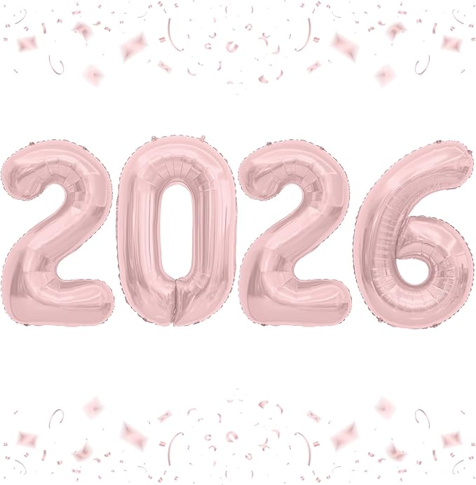 2026 Balloons, 40 Inch 2026 Number Balloons Rose Gold 2026 Balloon Large Foil New Year Balloon Numbers 2026 Mylar Baloons for Birthday Christmas Graduation New Years Eve Party Supplies Decorations