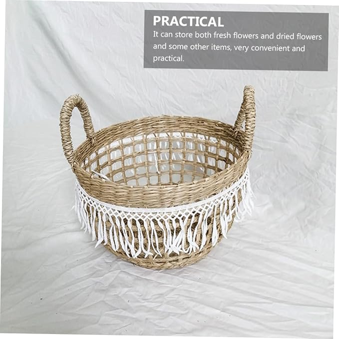 Holibanna Storage Baskets Decorative Straw Basket Multi-functional Storage Boxes for Organizing Flowers Toiletries