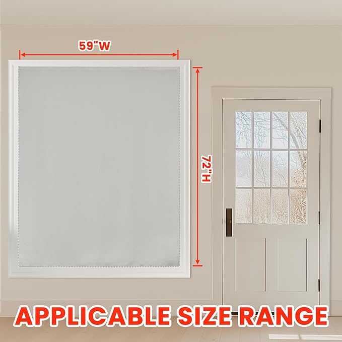 AJAZZ self Adhesive Portable 100% Blackout Curtains Simple and Easy to installBedroom Window Thermal Lnsulated Kitchen Room Darkening Black Small Drapes 1-Pack