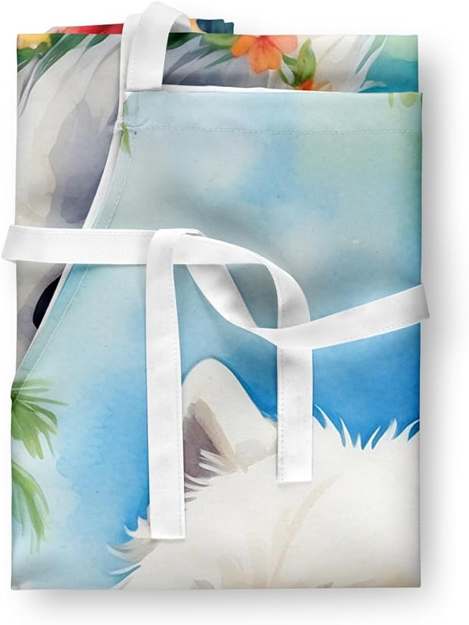 Caroline's Treasures Samoyed Luau Apron Cooking Kitchen Server Baking Crafts Gardening for Adult Women Men, Unisex, Large, Multicolor