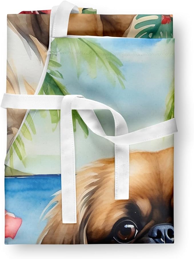 Caroline's Treasures Pekingese Luau Apron Cooking Kitchen Server Baking Crafts Gardening for Adult Women Men, Unisex, Large, Multicolor