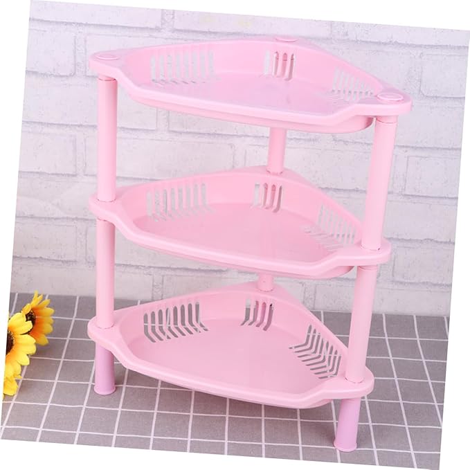 Ciieeo Plastic Basket Corner Shelf Storage Shelves Desk Stand Rack Bathroom Organizing Easy to Clean Assemble