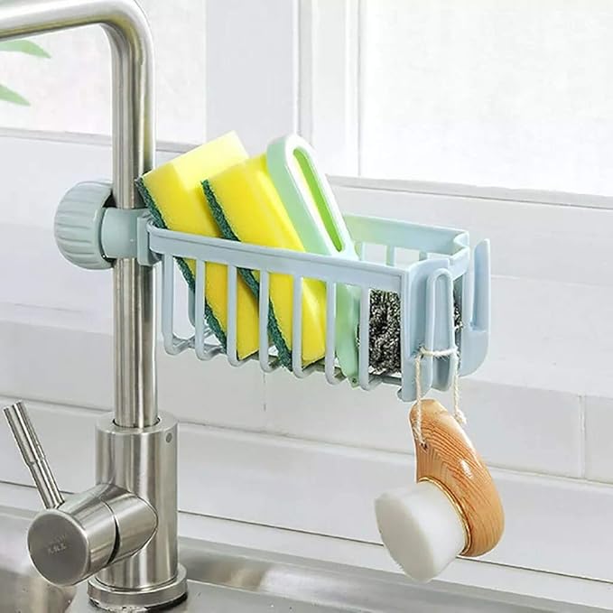Kitchen Sink Faucet Sponge Soap Storage Organizer Cloth Drain Rack Holder Shelf (Color : B) (A)
