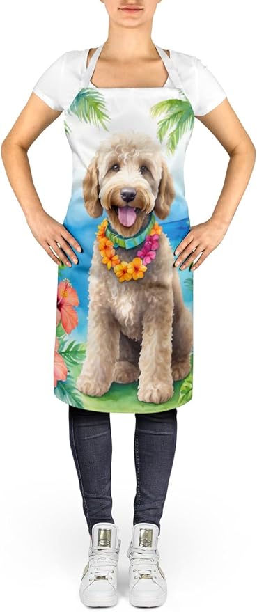 Caroline's Treasures Labradoodle Luau Apron Cooking Kitchen Server Baking Crafts Gardening for Adult Women Men, Unisex, Large, Multicolor