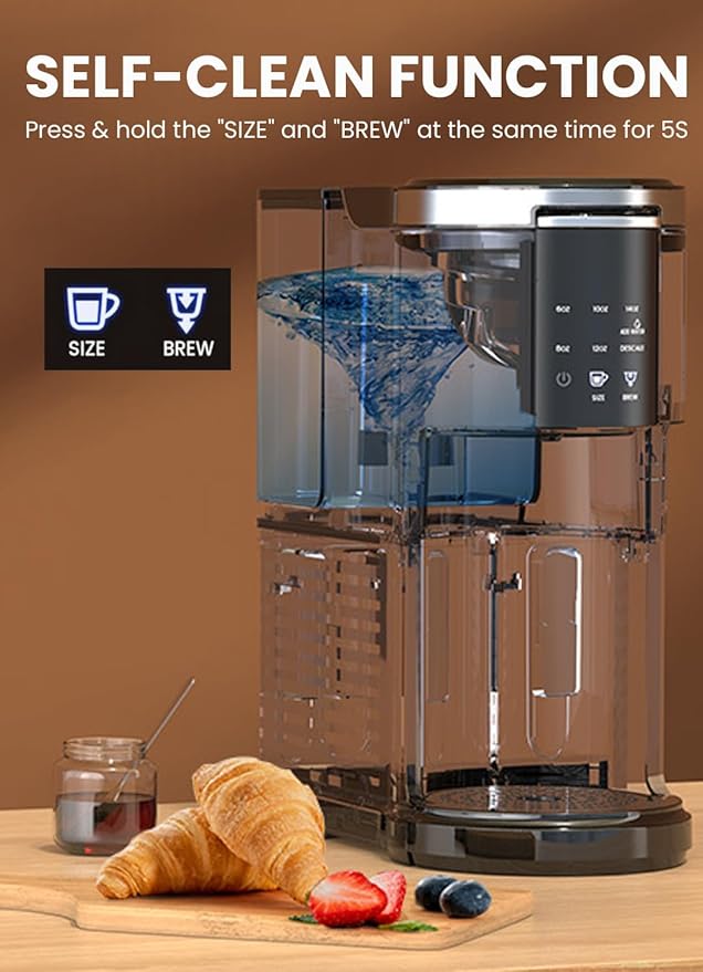 Electactic Single Serve Coffee Maker, 2 in 1 Kcup Pod & Ground Coffee Brewer, 40 Oz Removable Water Tank, 5 Brew Sizes 6-14 Oz, Self-cleaning Fast Heating Coffee Machine for Home Office