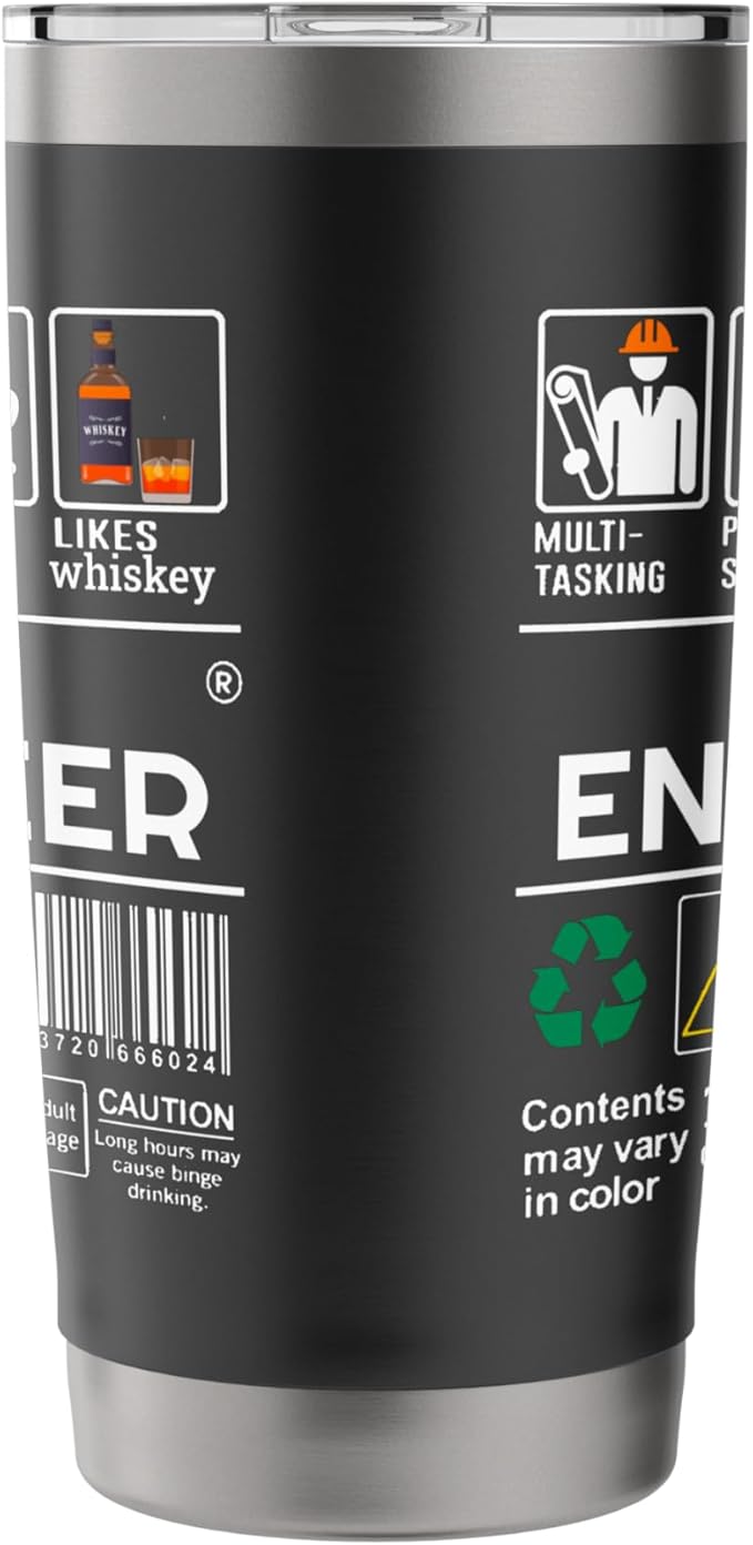 Civil Engineer Job Label Sarcasm Skills Coffee Whiskey Stainless Steel Insulated Tumbler