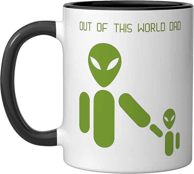 Out of This World Dad (with Space Aliens) Ceramic Mug, Black/White