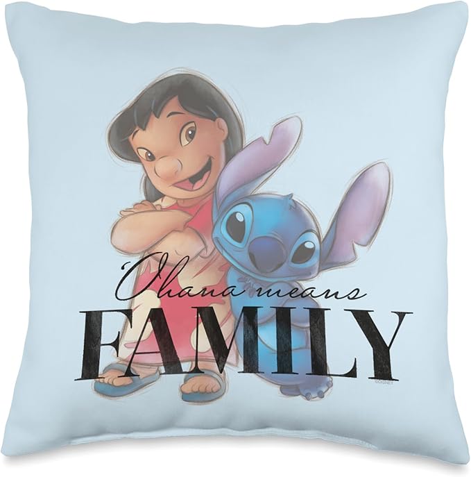 Disney 100 Anniversary Lilo & Stitch D100 Quote ‘Ohana Throw Pillow