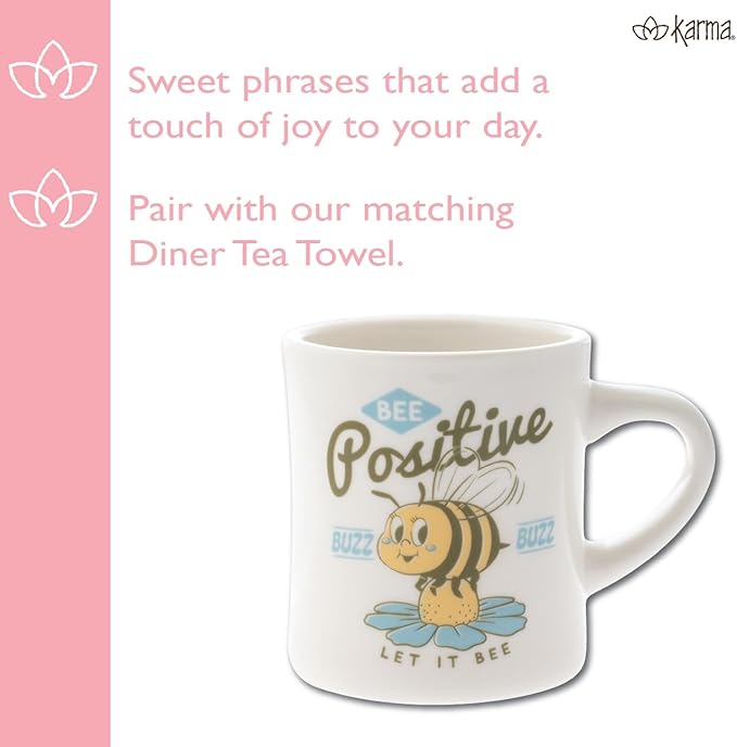 Karma 12 oz New Bone China Coffee Cup - Dishwasher Mirowave Safe - Cute Retro Design Giftable Mug for Women and Men, Tiger