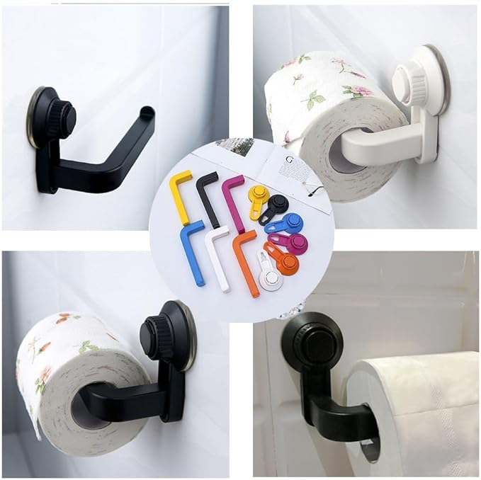 Punch-Free Paper Towel Holder, 10x14.5cm Wall-Mounted Toilet Roll Dispenser with Strong Suction Cup, ABS Material Bathroom Storage Organizer for Kitchen and Restroom(white)