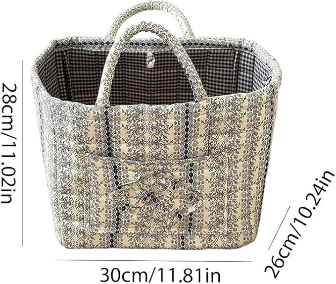 HiTotes Floral Storage Car Basket Diaper Caddy Organizer Quilted Laundry Basket Foldable Nursery Hamper Bag