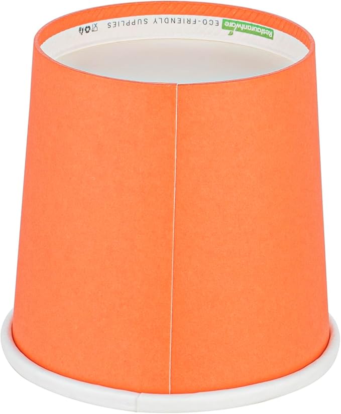 Restaurantware Bio Tek 12 Ounce Disposable Soup Cups 200 Microwavable Paper Soup Cups - Vented Lids Sold Separately Hot And Cold Foods Orange Paper To Go Soup Containers For Desserts Or Treats