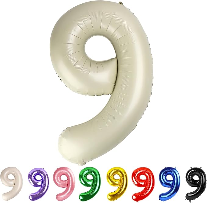 Number Balloons 40 In, 9 Balloon Numbers Birthday Decorations for Women Men, Cream Birthday Party Decorations Big Balloons for 19 29 39 Wedding, Celebration Party, Graduations