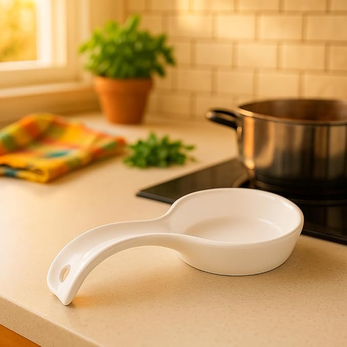Reston Lloyd Kitchen Counter Utensil Spoon Rest, Ladles, Spaghetti Forks, & Spatulas, Durable BPA-Free Plastic – Dishwasher Safe, Décor, Space Saving Hanging Hole on Handle, Azure