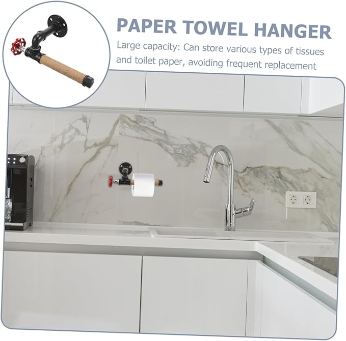 Operitacx Wall Mount Paper Towel Holder Vintage Industrial Style Pipe Towel Rack for Bathroom Kitchen Rustic Storage for Tissue and Items Durable and Stylish Design