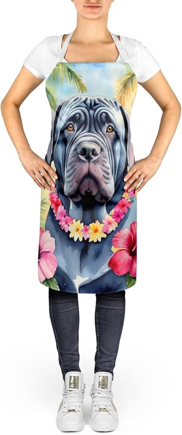Caroline's Treasures Neapolitan Mastiff Luau Apron Cooking Kitchen Server Baking Crafts Gardening for Adult Women Men, Unisex, Large, Multicolor