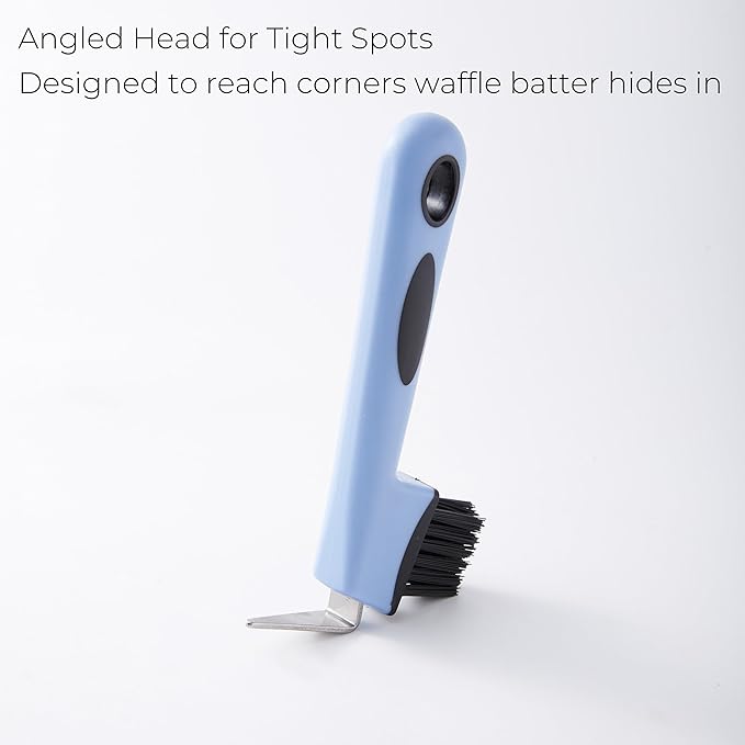 Waffle Maker Cleaning Brush - Waffle Iron Cleaner with Scraper Hook | Deep Clean Kitchen Appliance, Griddle, Panini Press, Electric Grill, Sandwich Maker, Crepe Maker & Cast Iron Cookware