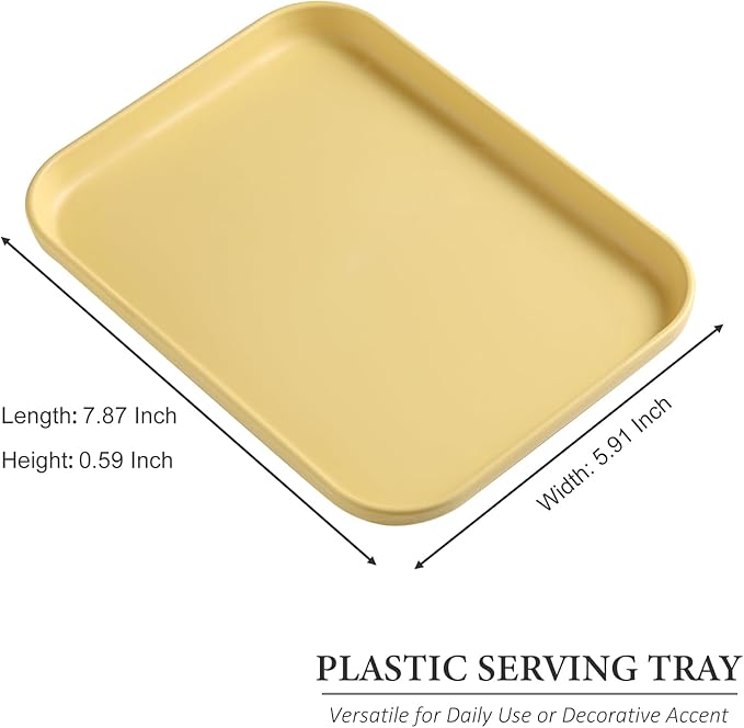 SUTOKAKA Decorative Serving Tray, Manicure Tools Storage Dish, Perfume Jewelry Dinner Placing Plate for Bedroom Kitchen Salon Supplies (Yellow - 1PC, 7.87 * 5.91 * 0.59 INCH)