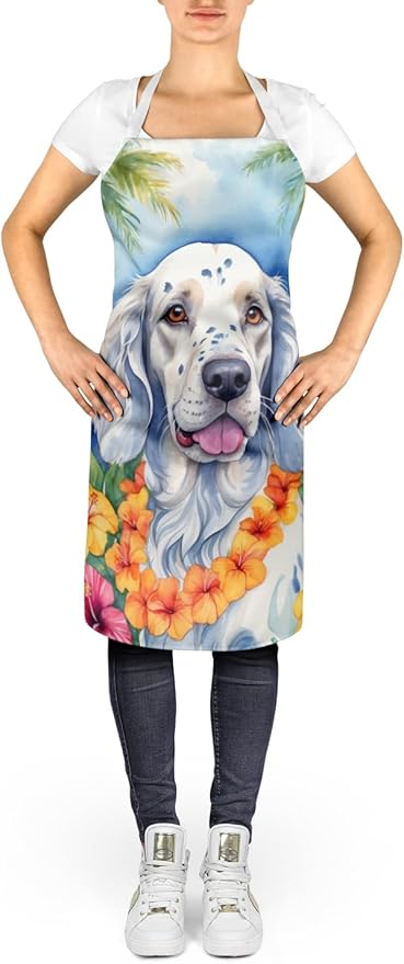 Caroline's Treasures English Setter Luau Apron Cooking Kitchen Server Baking Crafts Gardening for Adult Women Men, Unisex, Large, Multicolor