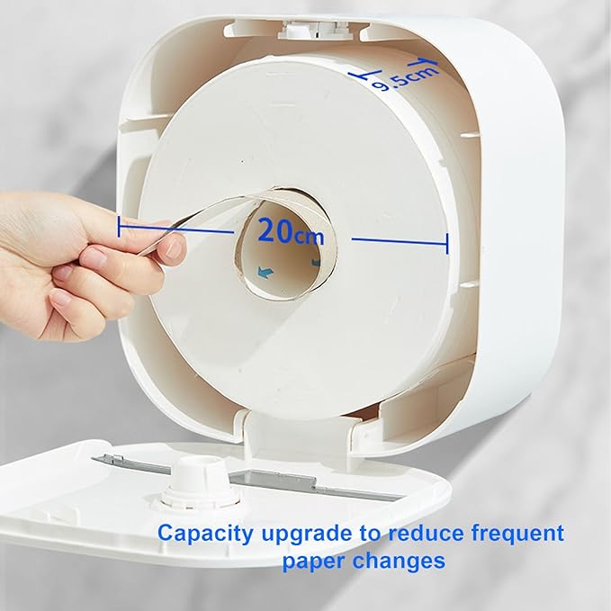 Luocute Wall Mount Paper Towel Dispenser, ABS Plastic Rustproof Scratch Proof with Lock, Large Capacity Hand Towel Holder for Bathroom Kitchen Office Public Places (White)