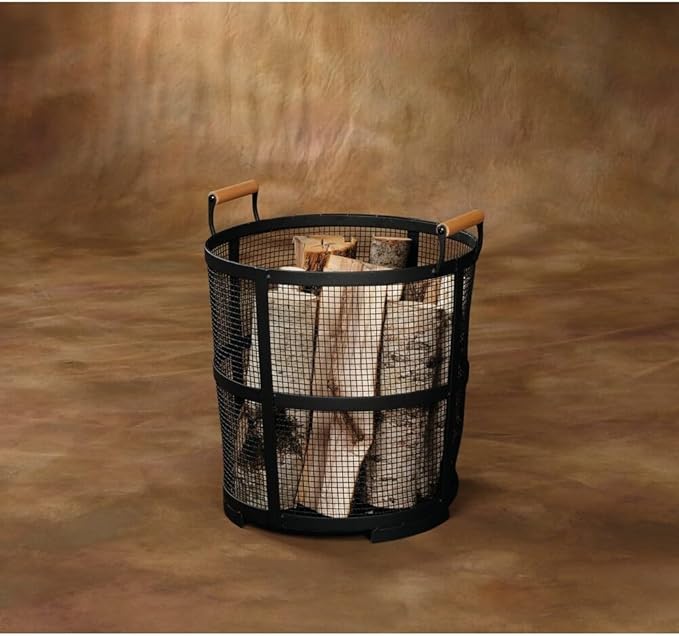 Black Round Log Basket