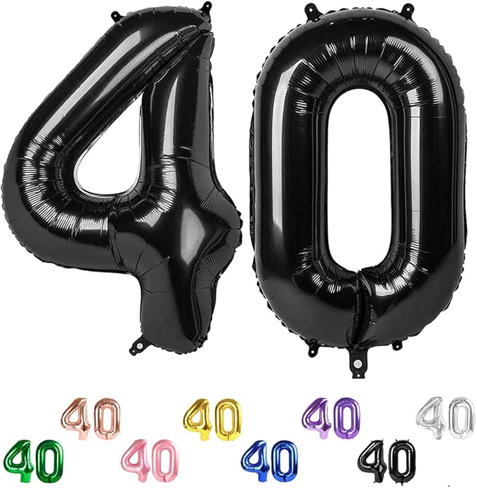 40th Birthday Decorations Woman, Number 40 Balloons Baloons Party Decoration, Big 40 Inch Black Party Decorations for Women Men, Wedding, Anniversaries, Celebration Party, Graduation