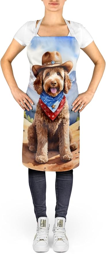 Caroline's Treasures Labradoodle Cowboy Welcome Apron Cooking Kitchen Server Baking Crafts Gardening for Adult Women Men, Unisex, Large, Multicolor